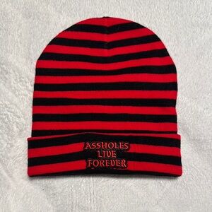 Striped Beanie - Red and Black